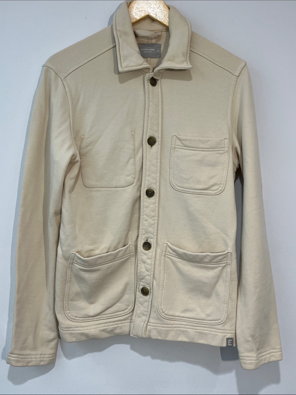 Everlane Men's Cream Button-Up Shirt Jacket